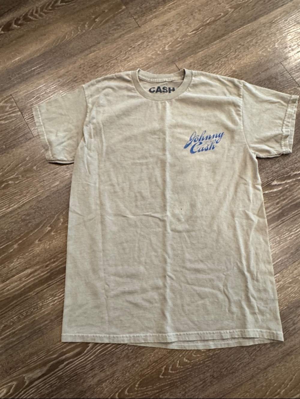 Johnny Cash Logo Ash Beige Short Sleeve Tee